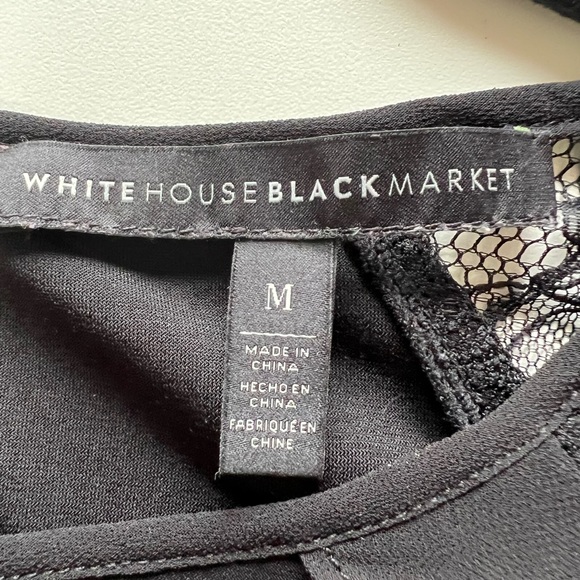 WHBM - Black Lace Top With Bell Sleeves - Size Medium - Picture 7 of 13